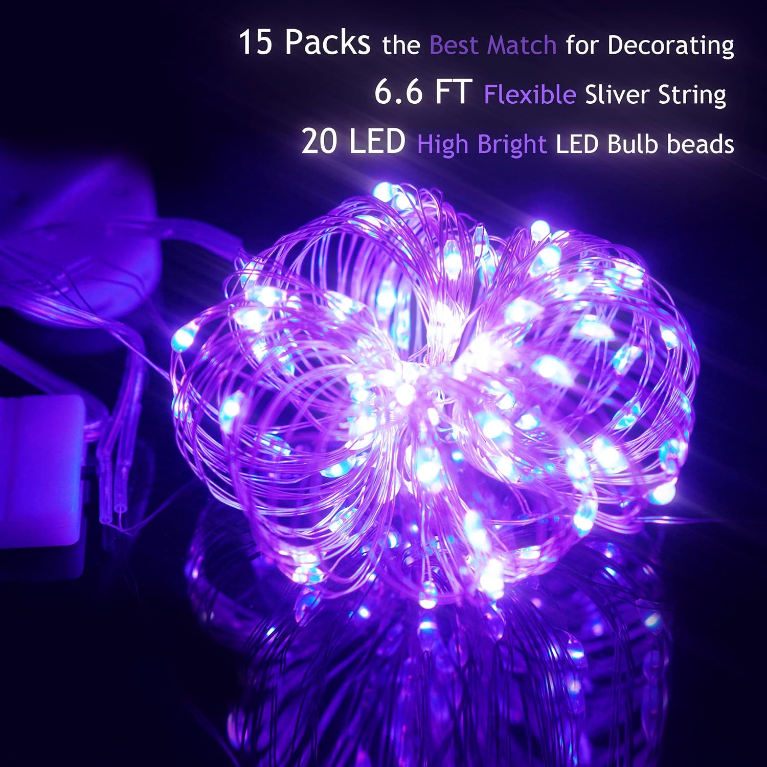 Purple Fairy Lights 15-pack