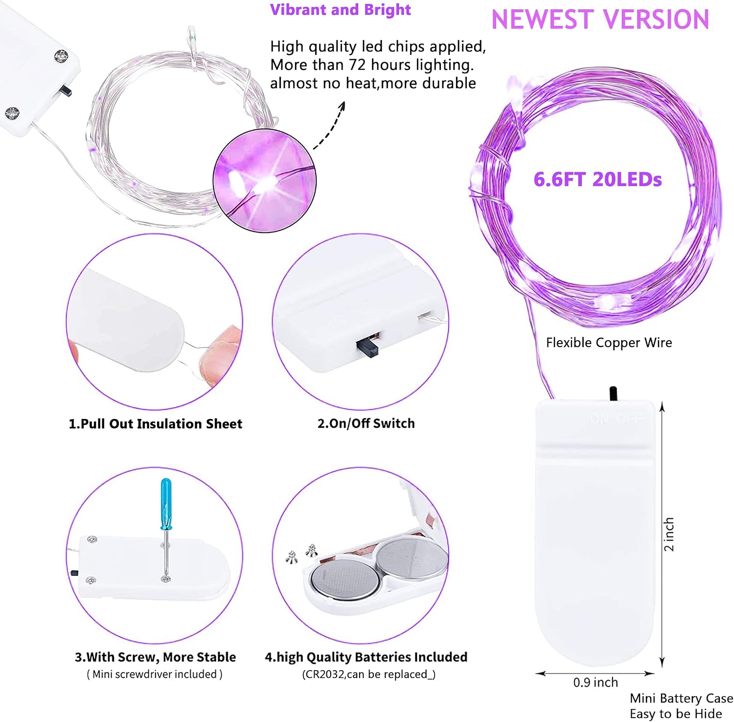 Purple Fairy Lights 15-pack