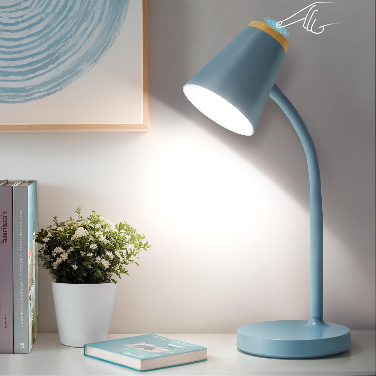 White Dimmable LED Desk Lamp with Flexible Neck