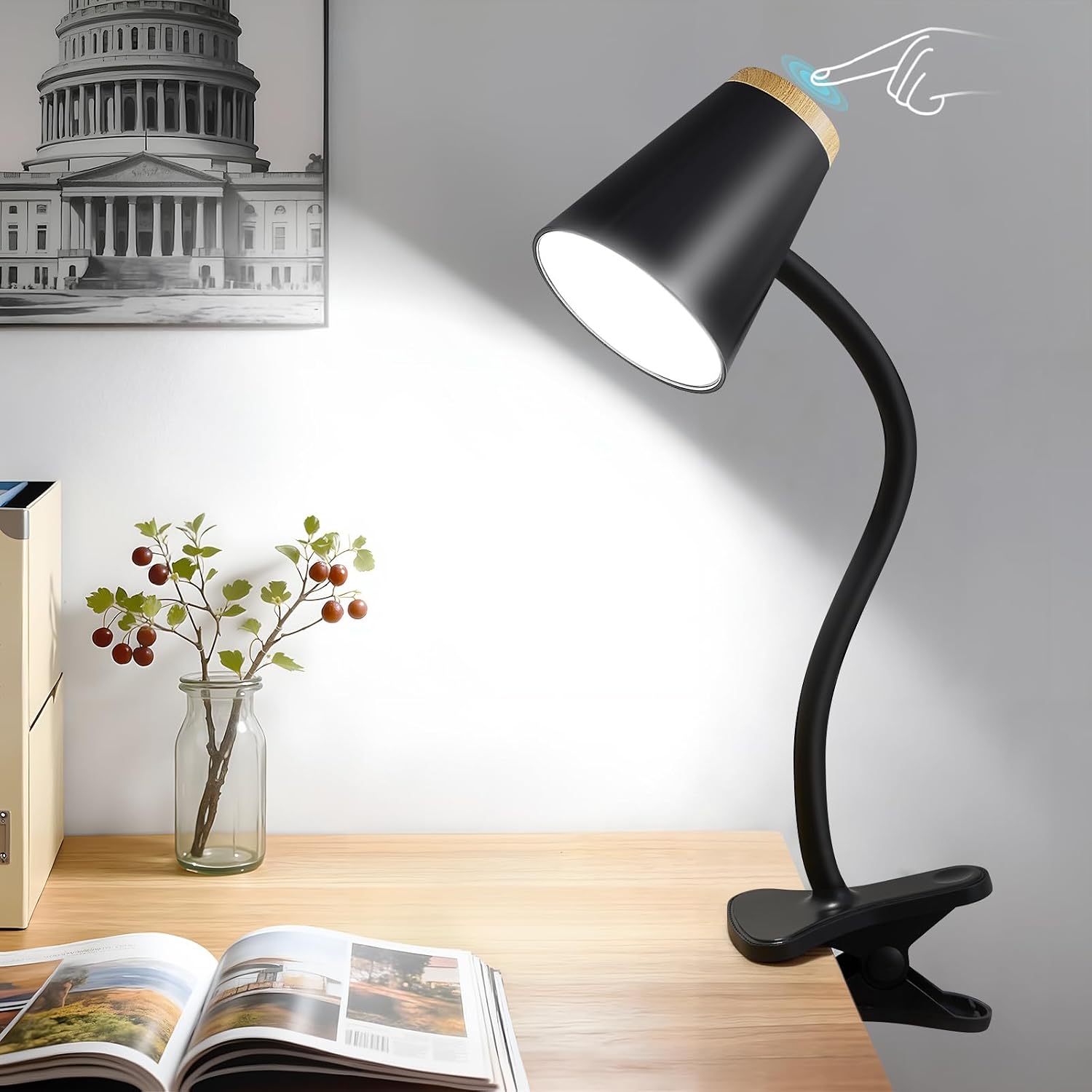 White Dimmable LED Desk Lamp with Flexible Neck