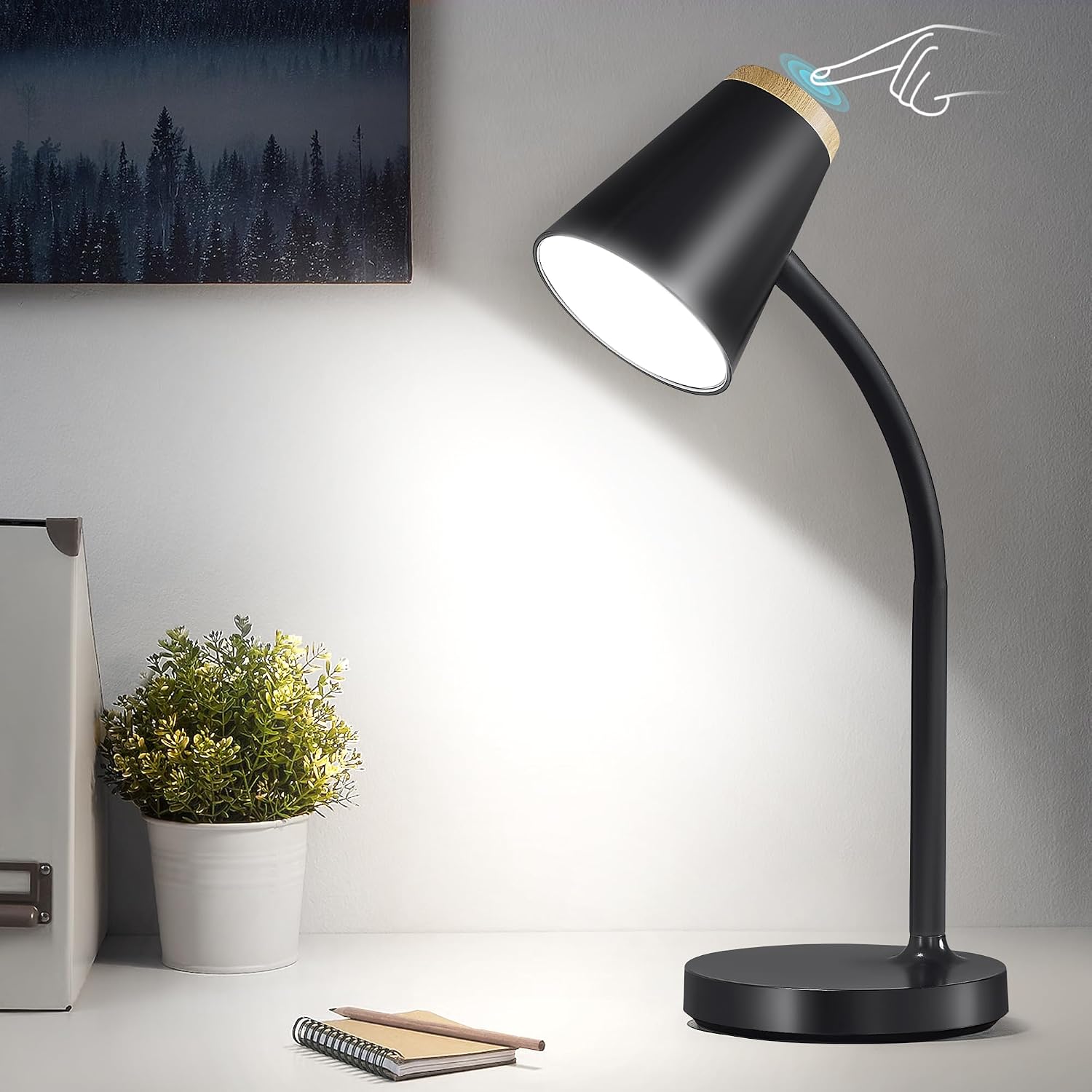 White Dimmable LED Desk Lamp with Flexible Neck