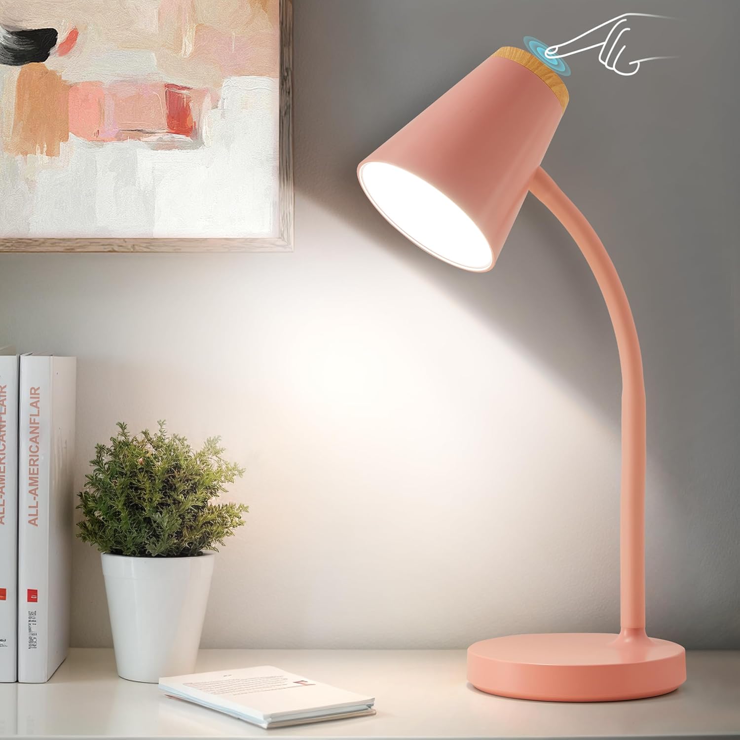 White Dimmable LED Desk Lamp with Flexible Neck