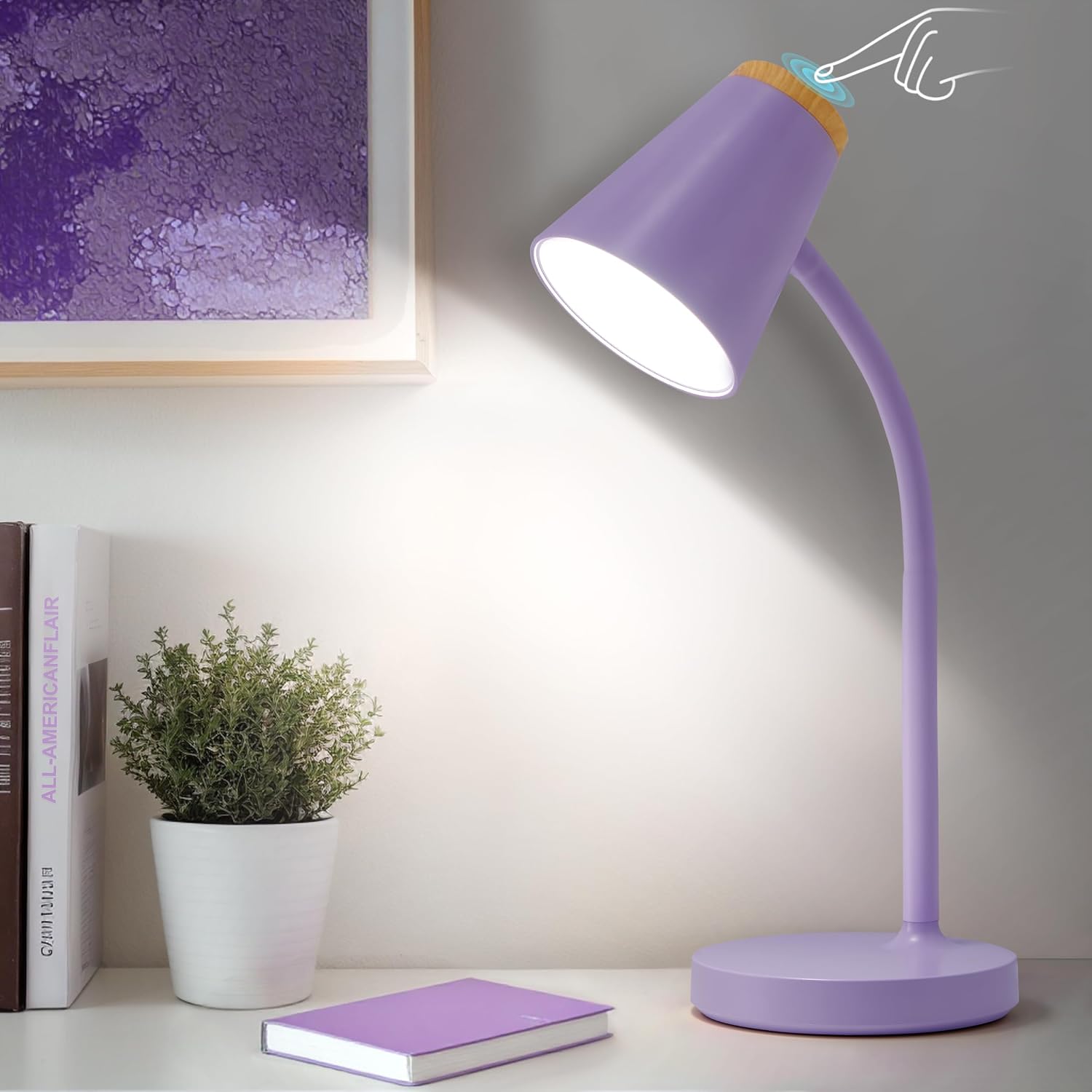 White Dimmable LED Desk Lamp with Flexible Neck
