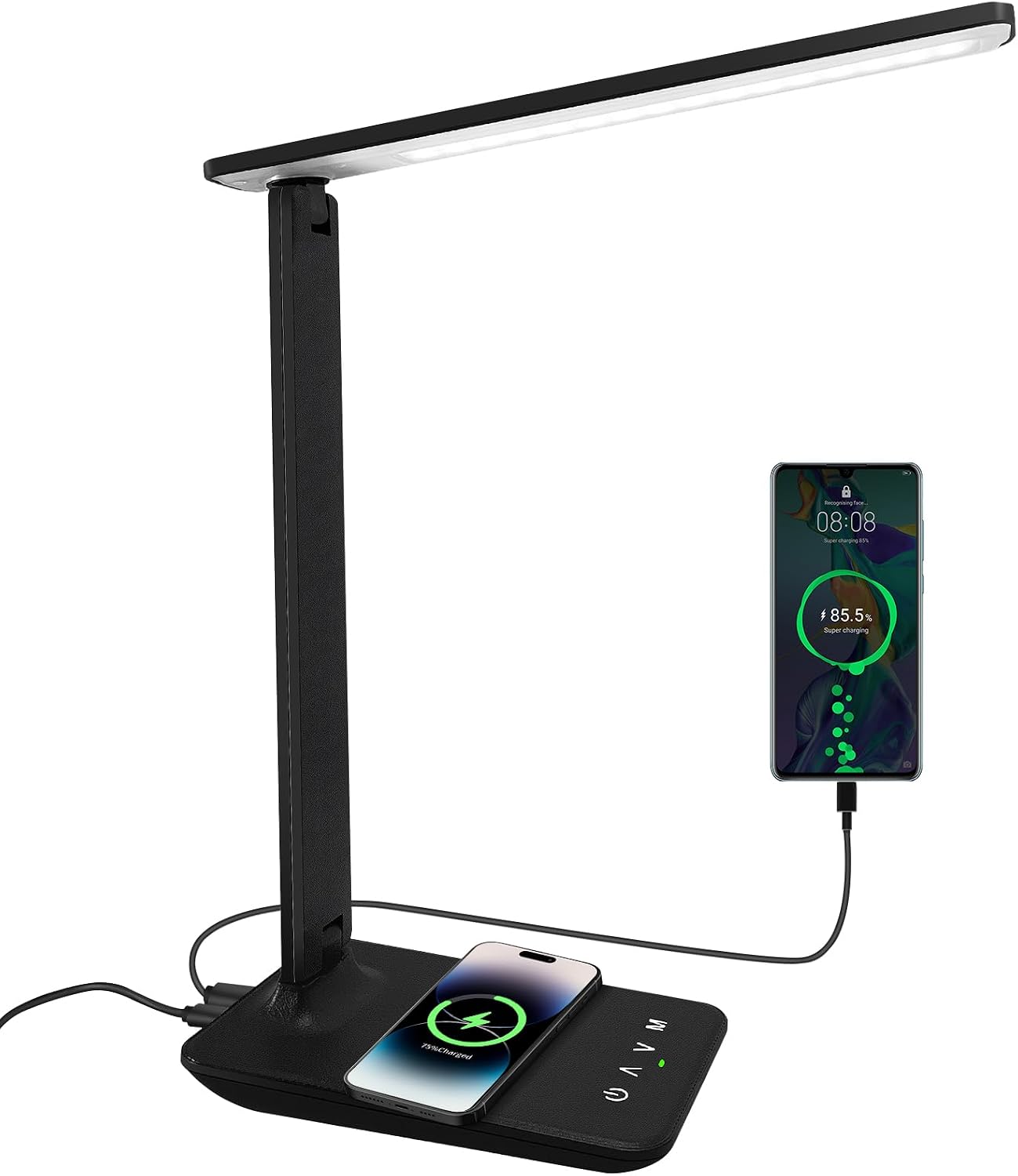 White Foldable LED Desk Lamp with USB Port