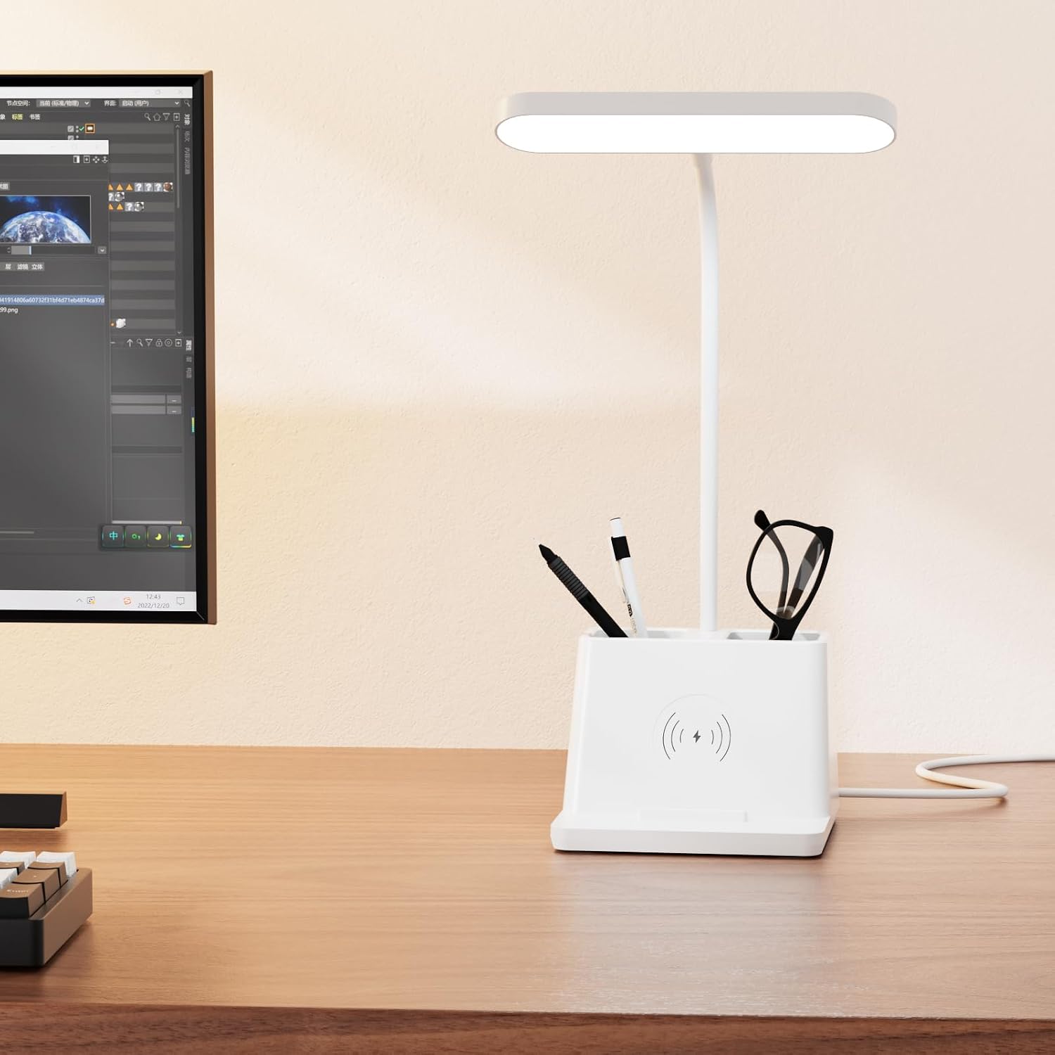 White LED Desk Lamp with Pen