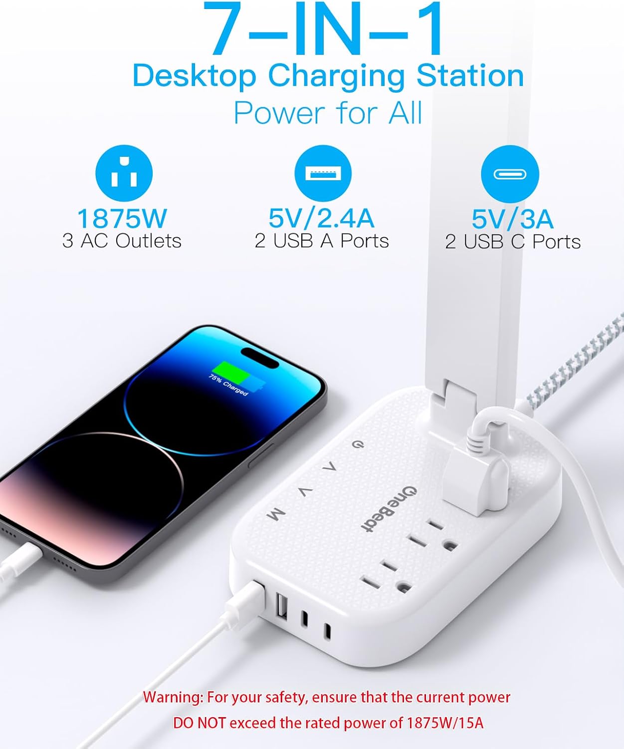 White Touch Desk Lamp with Charging Station