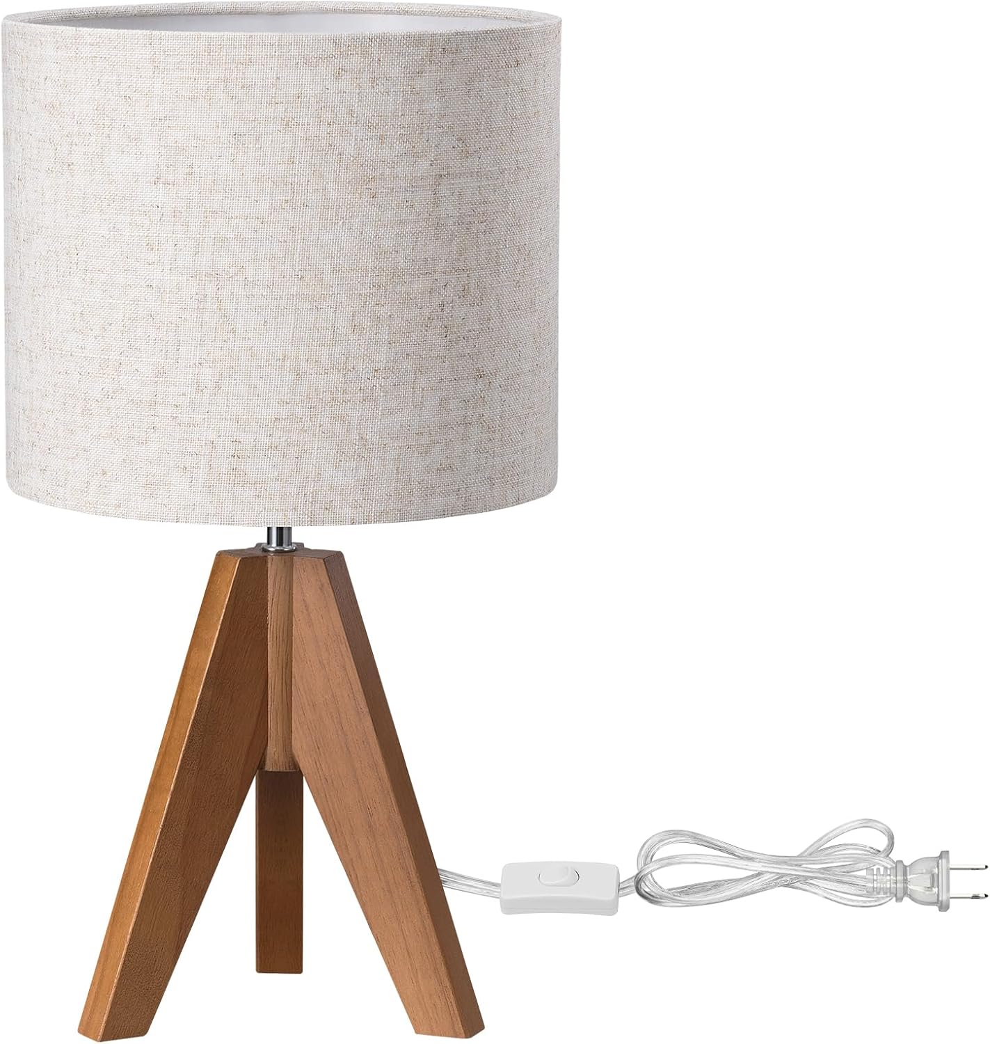 Wooden Tripod Table Lamp with Linen Shade